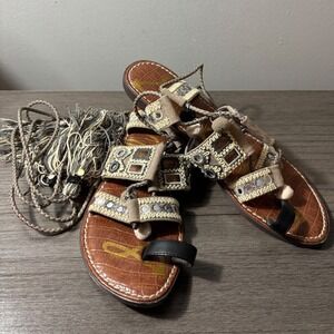 Sam Edelman Gretchen Boho Gladiator Ankle Wrap Sandals Size 8.5‎